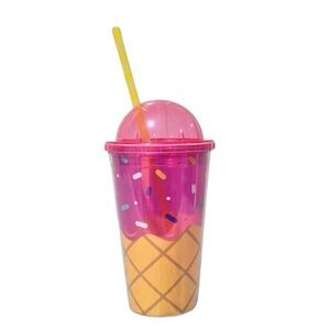 Summer Ice Cream Cone Tumbler Straw Pink Sprinkles
